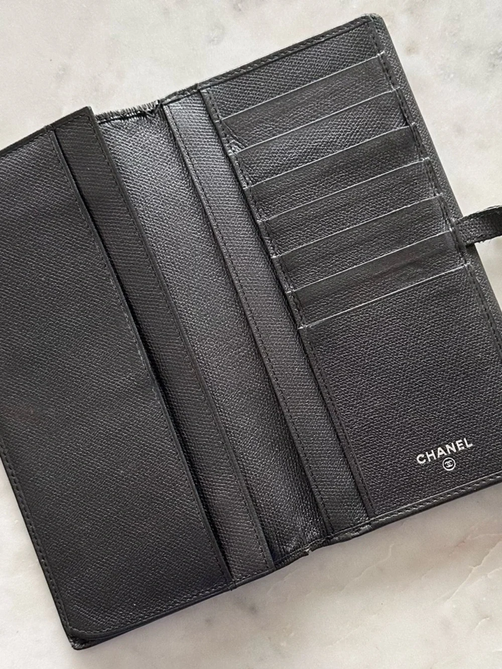 CHANEL Black Caviar Leather Long Wallet with CC Button - Picture 6 of 10